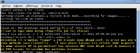 Restauration en réseau avec Clonezilla Server Édition et13