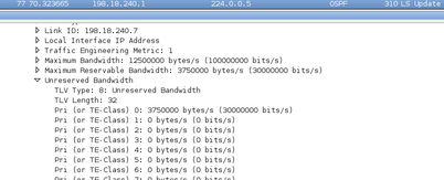 R2 annonce, en OSPF, que plus aucune capacité n'est réservable sur le lien R2<->R3