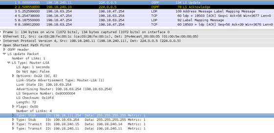 R4 annonce sa nouvelle loopback en OSPF