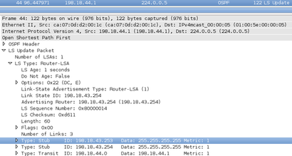 CE3 annonce, via OSPF, sa nouvelle loopback